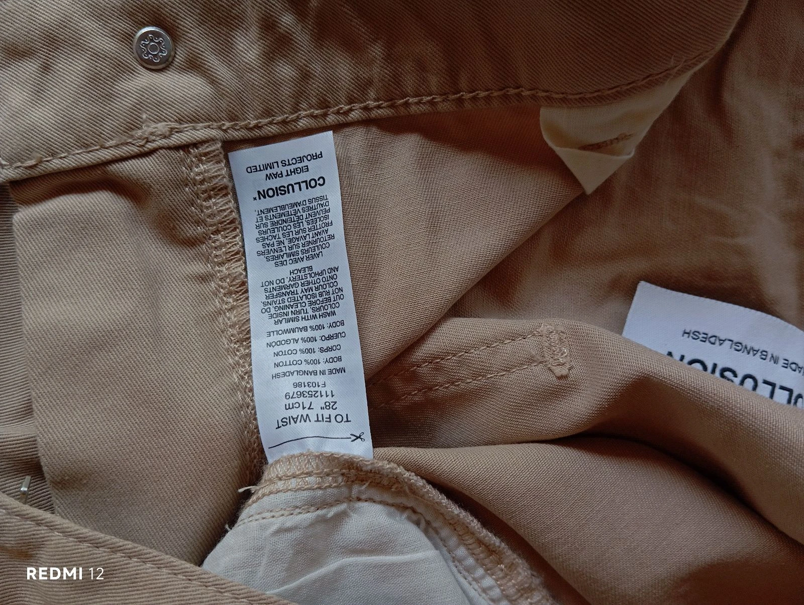 Beige Collusion Bermudas – Boyish Style / Unisex – Size 28 – photo 3